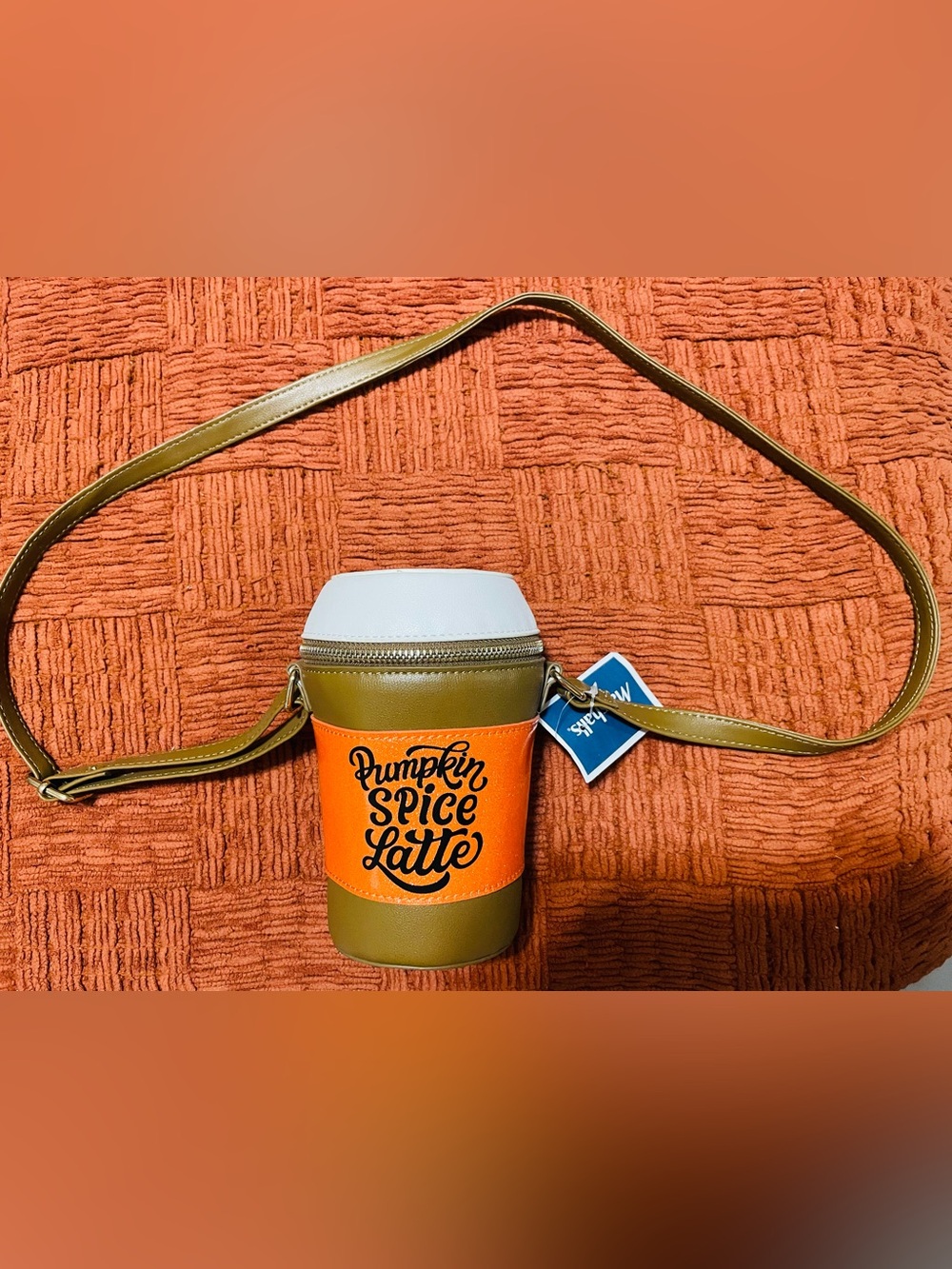 Viral! Pumpkin Spice Latte Crossbody Cup Bag - Brown, Orange, White NWT